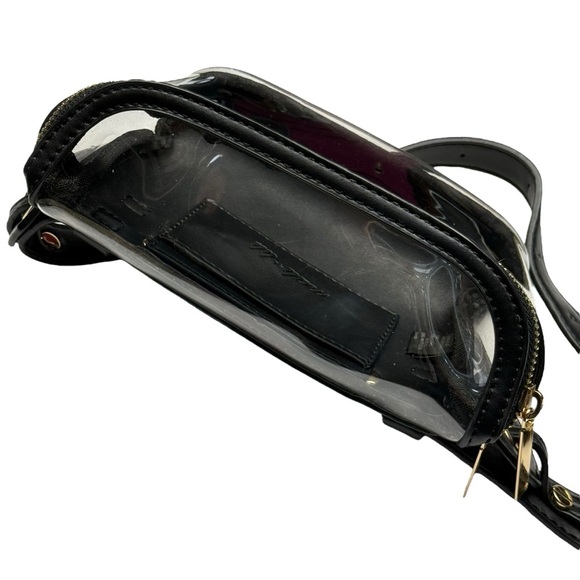 Mali & Lili Black Clear Gold Tone Zippered Adjustable Concert Festival Waist Bag - Picture 3 of 13